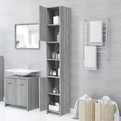 Armadietto Bagno Grigio Sonoma 30x30x183,5 cm Legno Multistrato - homemem39