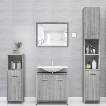 Armadietto Bagno Grigio Sonoma 30x30x183,5 cm Legno Multistrato - homemem39