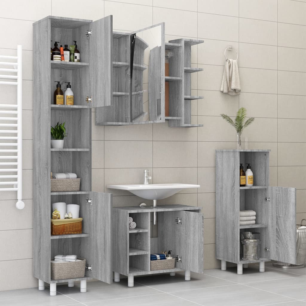 Mobile da Bagno Grigio Sonoma 80x20,5x64cm in Legno Multistrato - homemem39