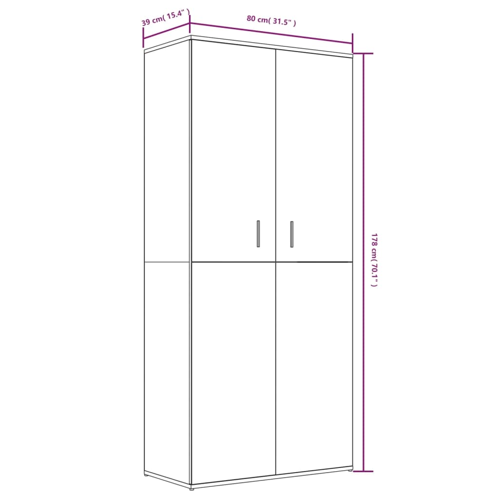 Scarpiera Rovere Marrone 80x39x178 cm in Legno Multistrato - homemem39