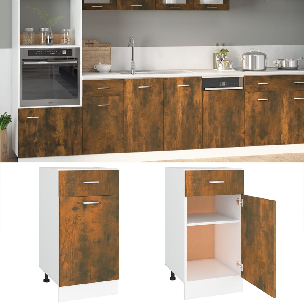 Mobile con Cassetto Rovere Fumo 40x46x81,5 cm Legno Multistrato - homemem39