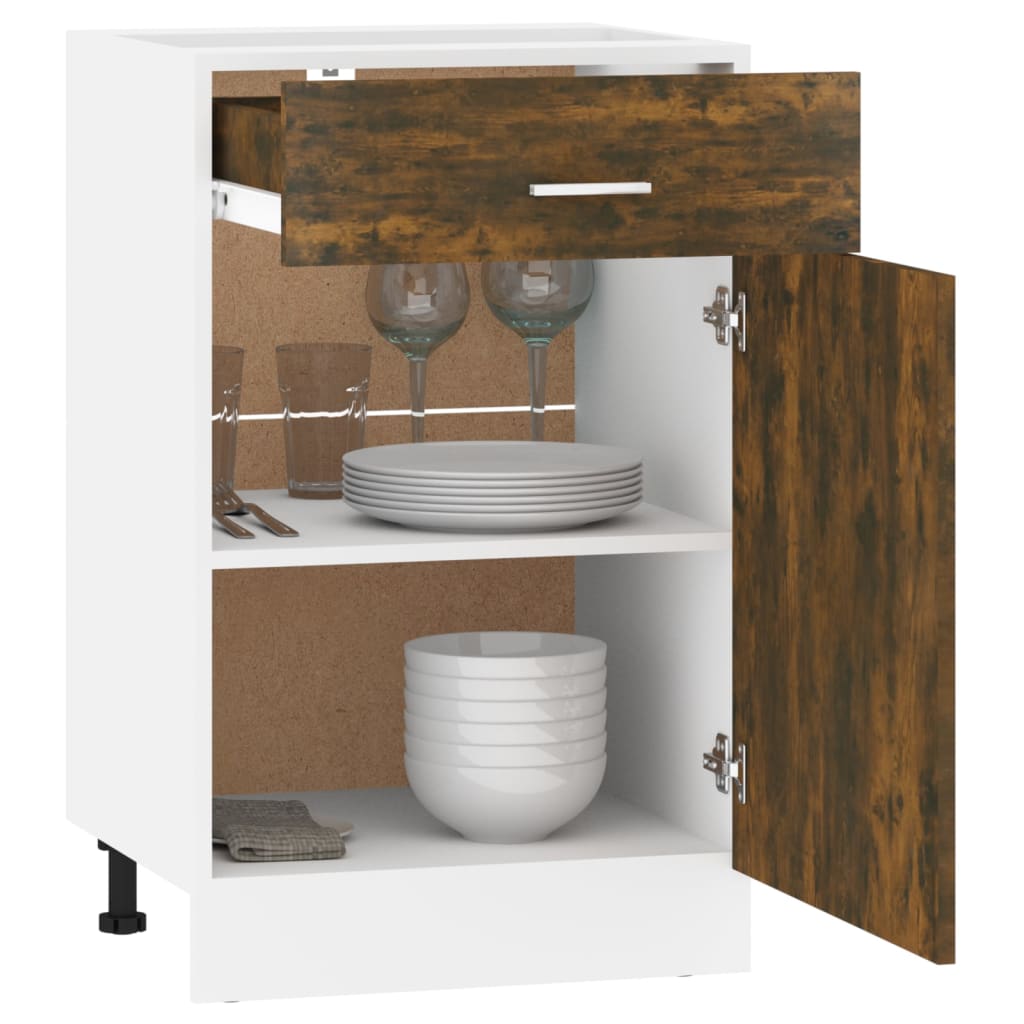 Mobile con Cassetto Rovere Fumo 50x46x81,5 cm Legno Multistrato - homemem39