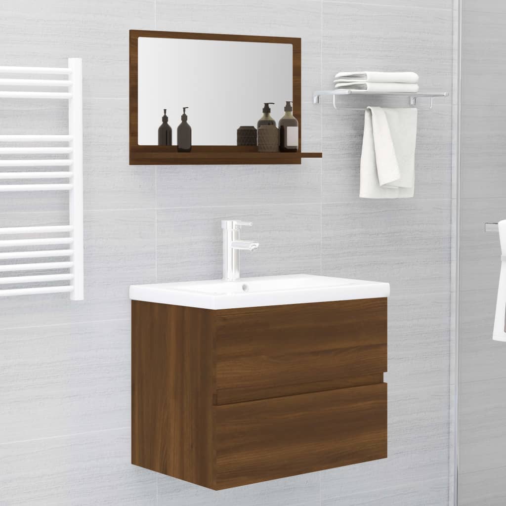 Specchio da Bagno Rovere Marrone 60x10,5x37cm Legno Multistrato - homemem39