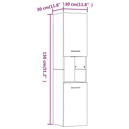 Armadietto Bagno Rovere Fumo 30x30x130 cm in Legno Multistrato - homemem39