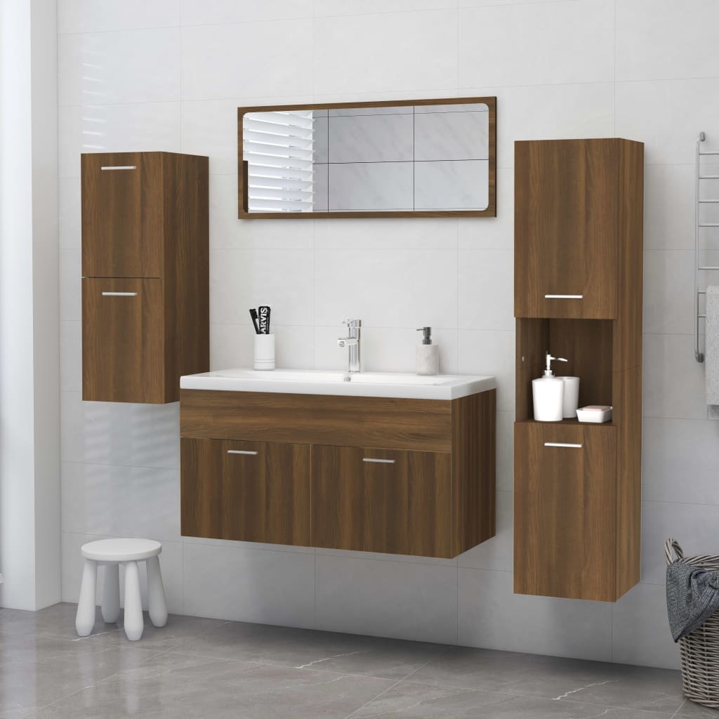 Armadietto Bagno Rovere Marrone 30x30x130 cm Legno Multistrato - homemem39