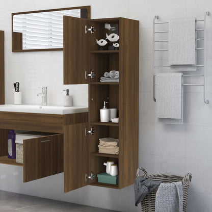 Armadietto Bagno Rovere Marrone 30x30x130 cm Legno Multistrato - homemem39