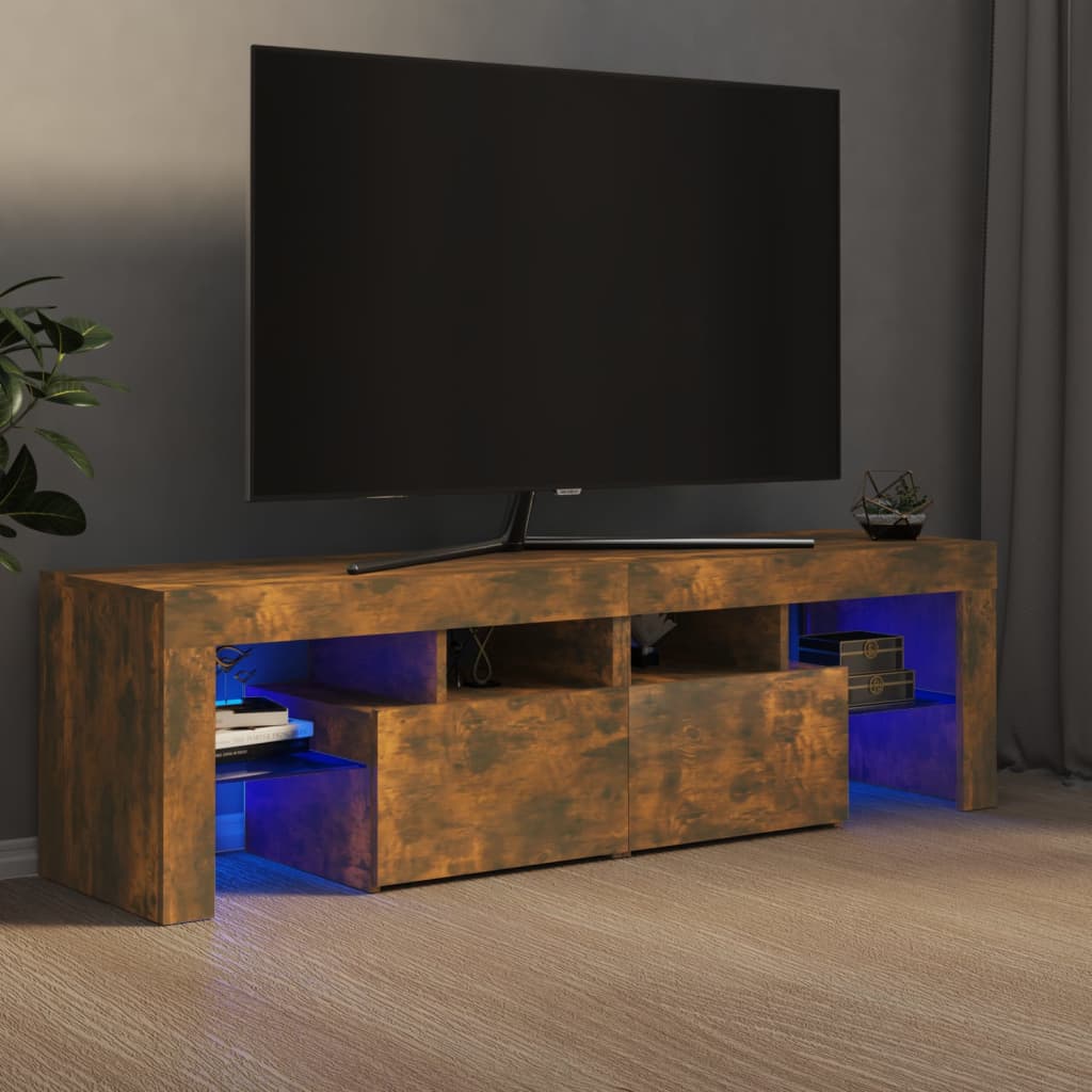 Mobile Porta TV con Luci LED Rovere Fumo 60x38,5x48 cm - homemem39