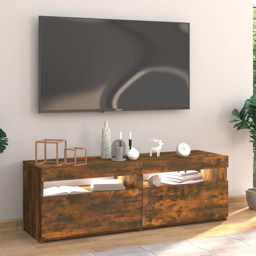 Mobile Porta TV con Luci LED Rovere Fumo 120x35x40 cm - homemem39