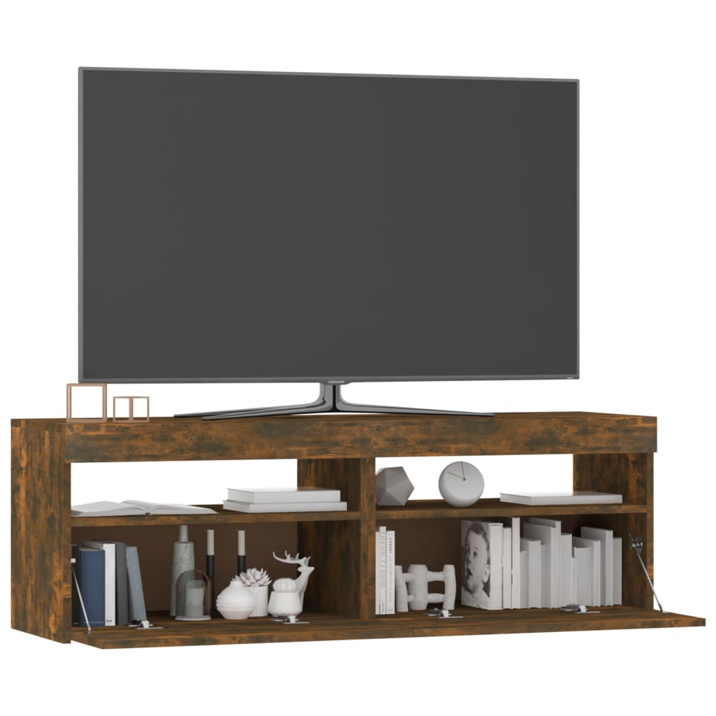 Mobile Porta TV con Luci LED Rovere Fumo 120x35x40 cm - homemem39