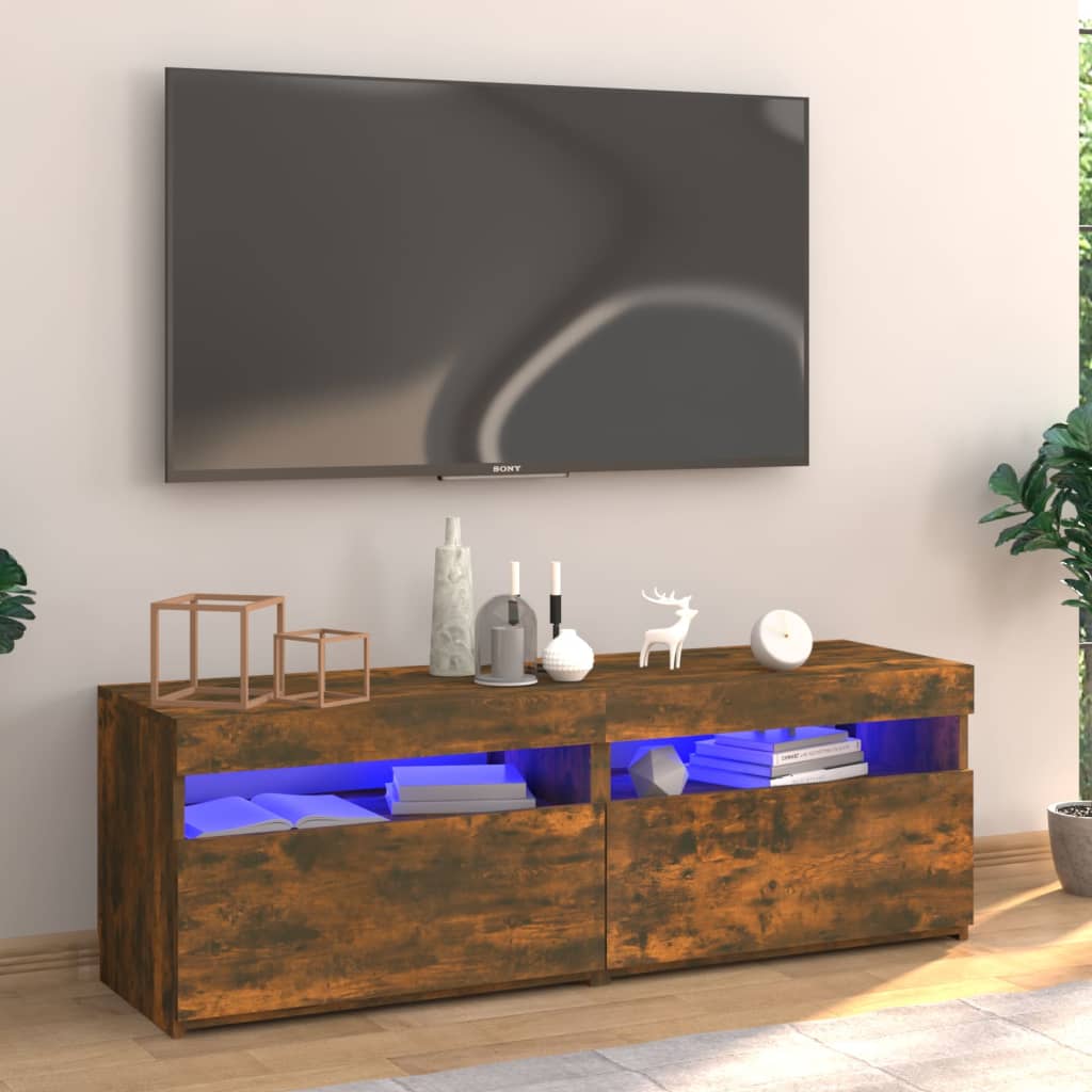 Mobile Porta TV con Luci LED Rovere Fumo 120x35x40 cm - homemem39