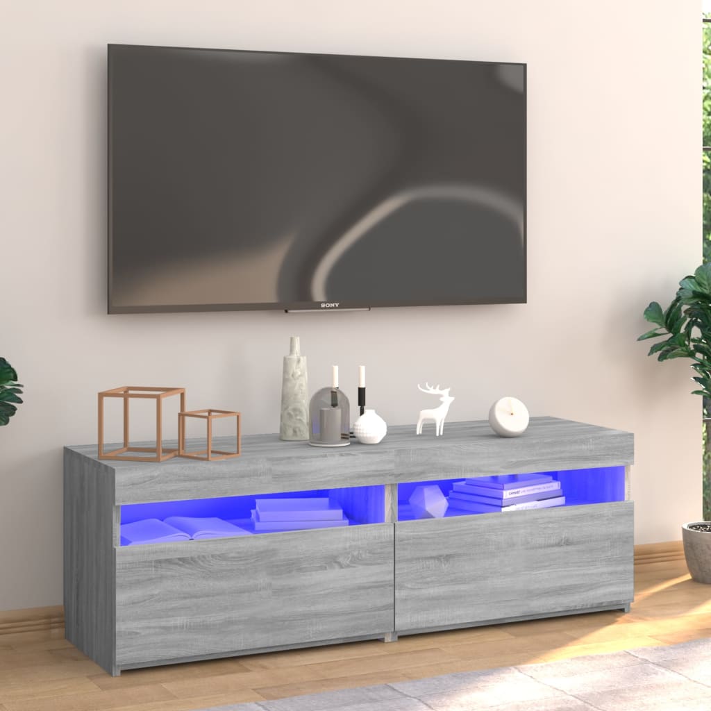 Mobile Porta TV con Luci LED Grigio Sonoma 120x35x40 cm - homemem39