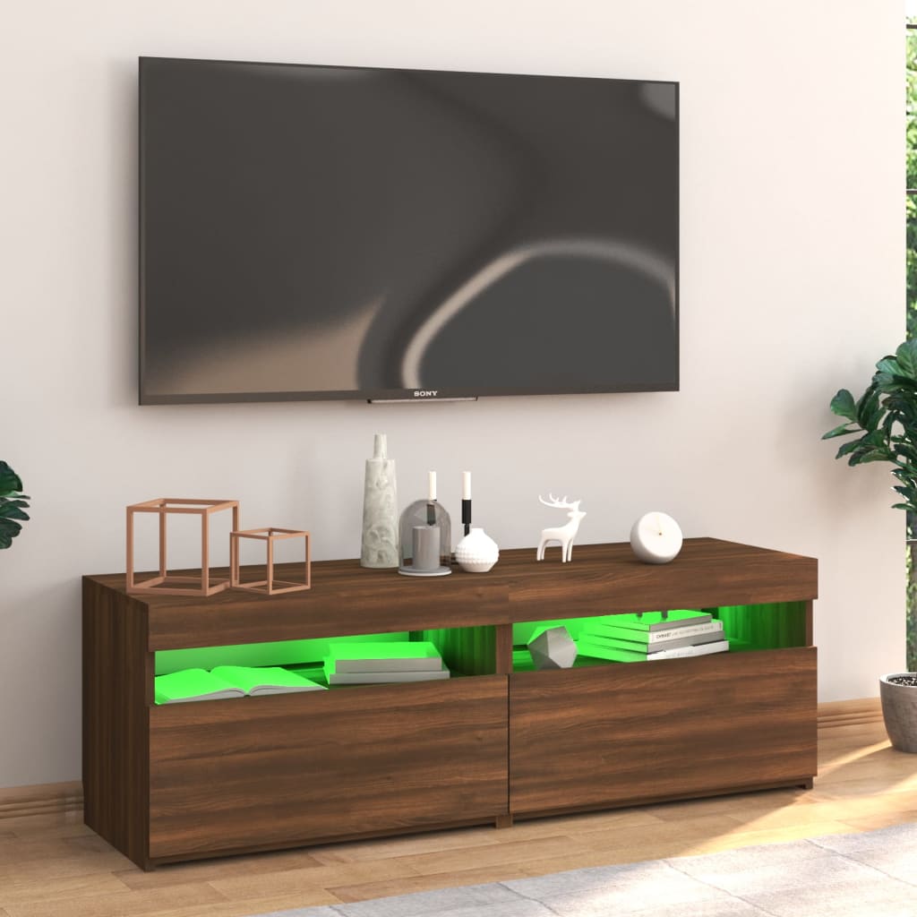 Mobile Porta TV con Luci LED Rovere Marrone 120x35x40 cm - homemem39