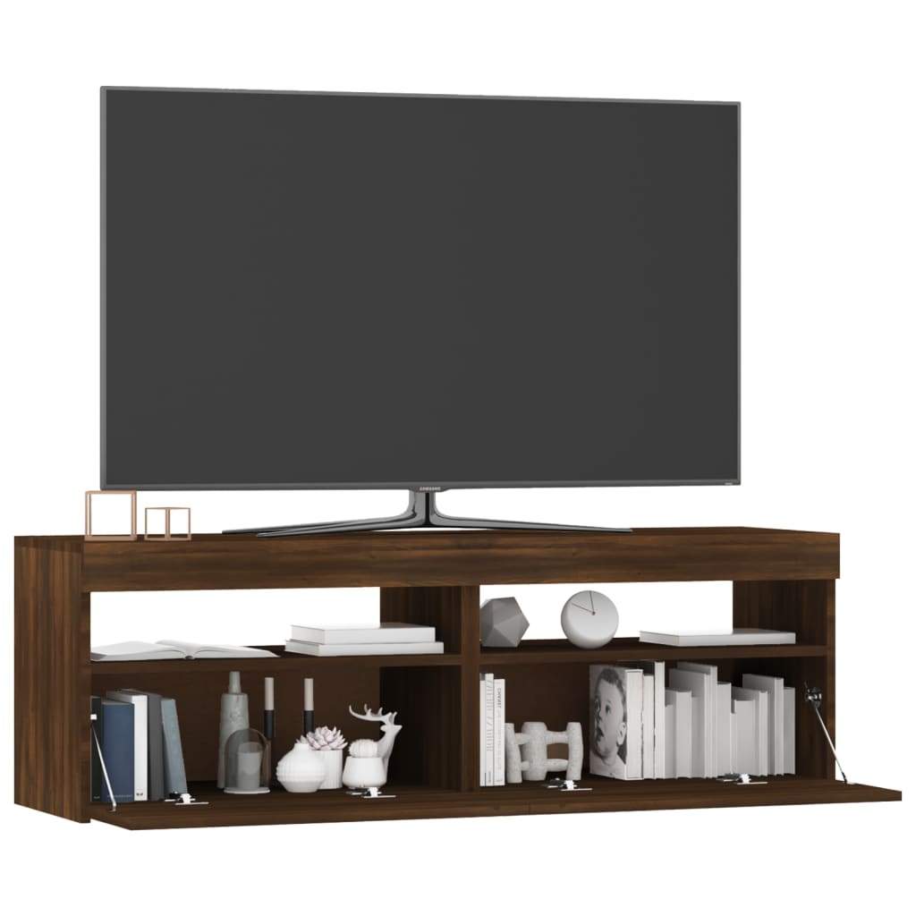 Mobile Porta TV con Luci LED Rovere Marrone 120x35x40 cm - homemem39