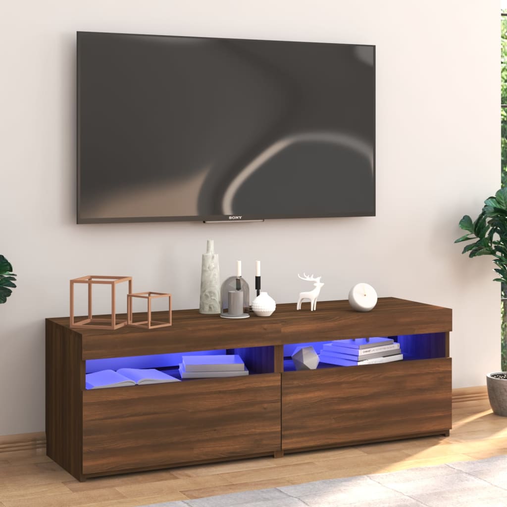 Mobile Porta TV con Luci LED Rovere Marrone 120x35x40 cm - homemem39