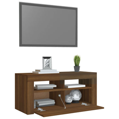 Mobile Porta TV con Luci LED Rovere Marrone 90x35x40 cm - homemem39