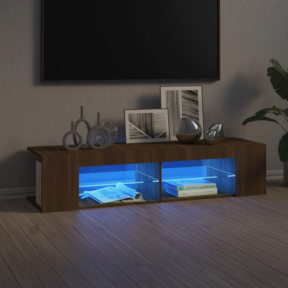 Mobile Porta TV con Luci LED Marrone Chiaro 135x39x30 cm - homemem39