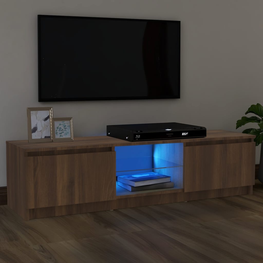 Mobile Porta TV con Luci LED Rovere Marrone 120x30x35,5 cm - homemem39