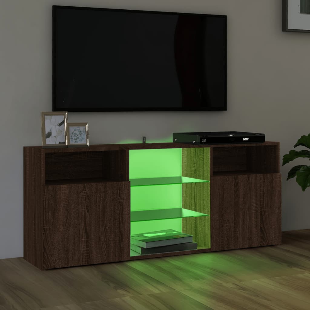 Mobile Porta TV con Luci LED Rovere Marrone 120x30x50 cm - homemem39