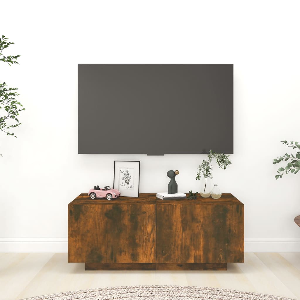 Mobile TV Rovere Fumo 100x35x40 cm in Legno Multistrato - homemem39