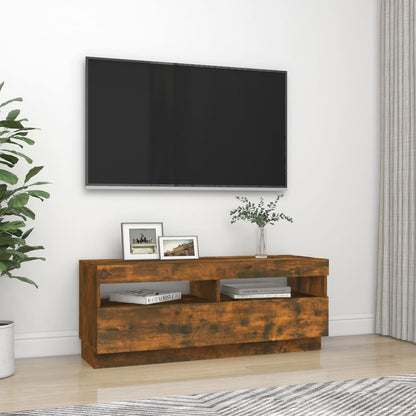 Mobile Porta TV con Luci LED Rovere Fumo 100x35x40 cm - homemem39