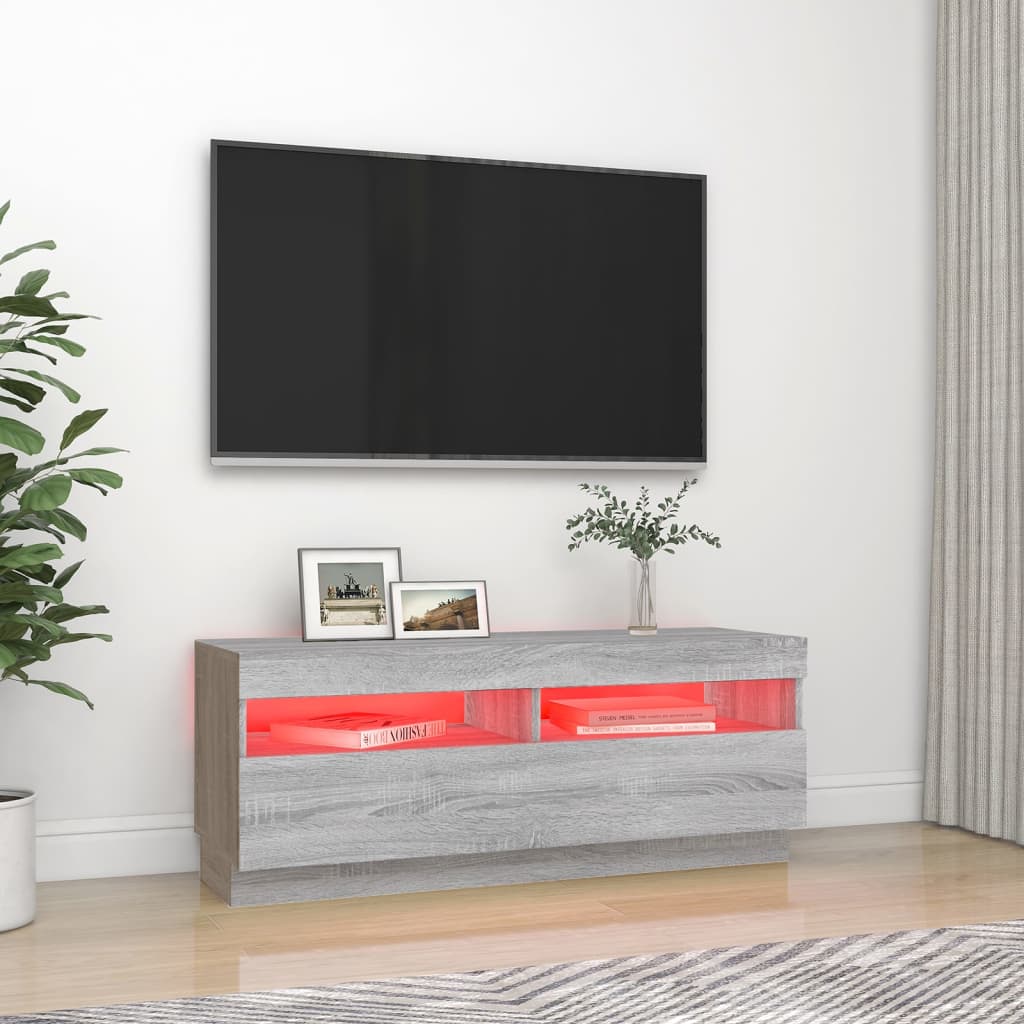 Mobile Porta TV con Luci LED Grigio Sonoma 100x35x40 cm - homemem39