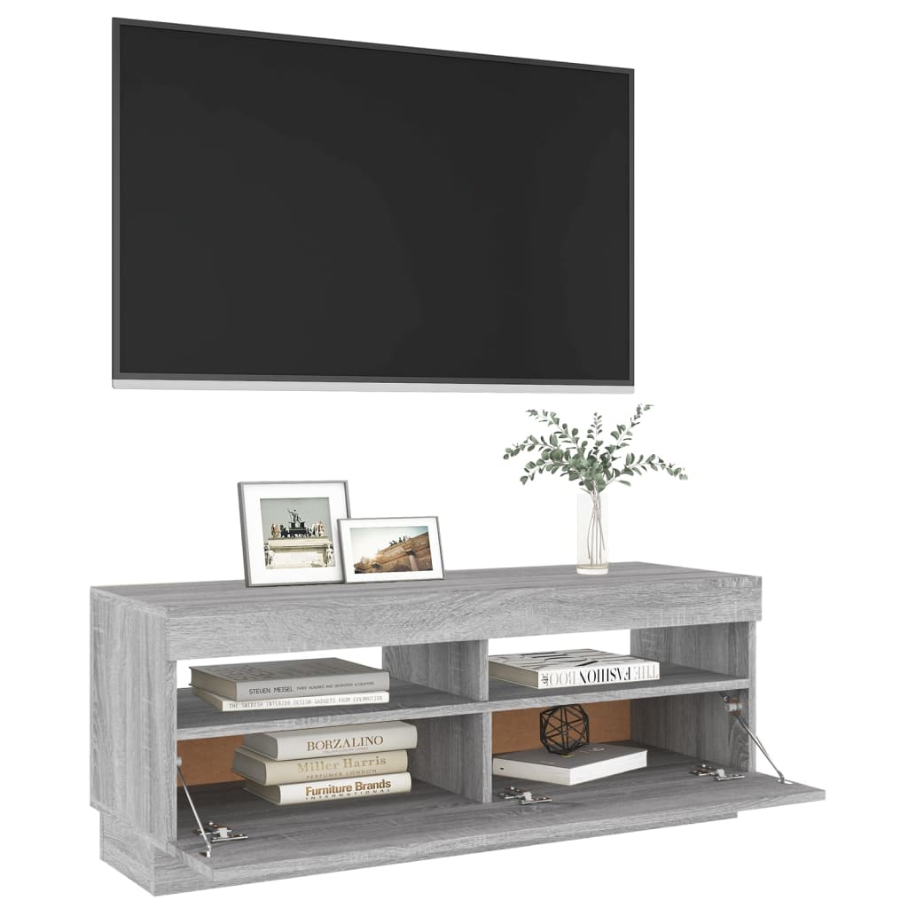 Mobile Porta TV con Luci LED Grigio Sonoma 100x35x40 cm - homemem39