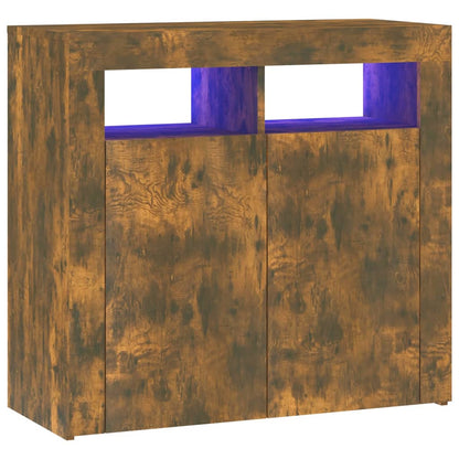 Credenza con Luci LED Rovere Fumo 80x35x75 cm - homemem39