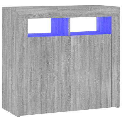 Credenza con Luci LED Grigio Sonoma 80x35x75 cm - homemem39