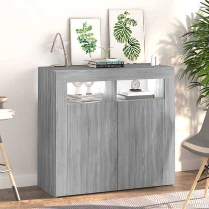 Credenza con Luci LED Grigio Sonoma 80x35x75 cm - homemem39