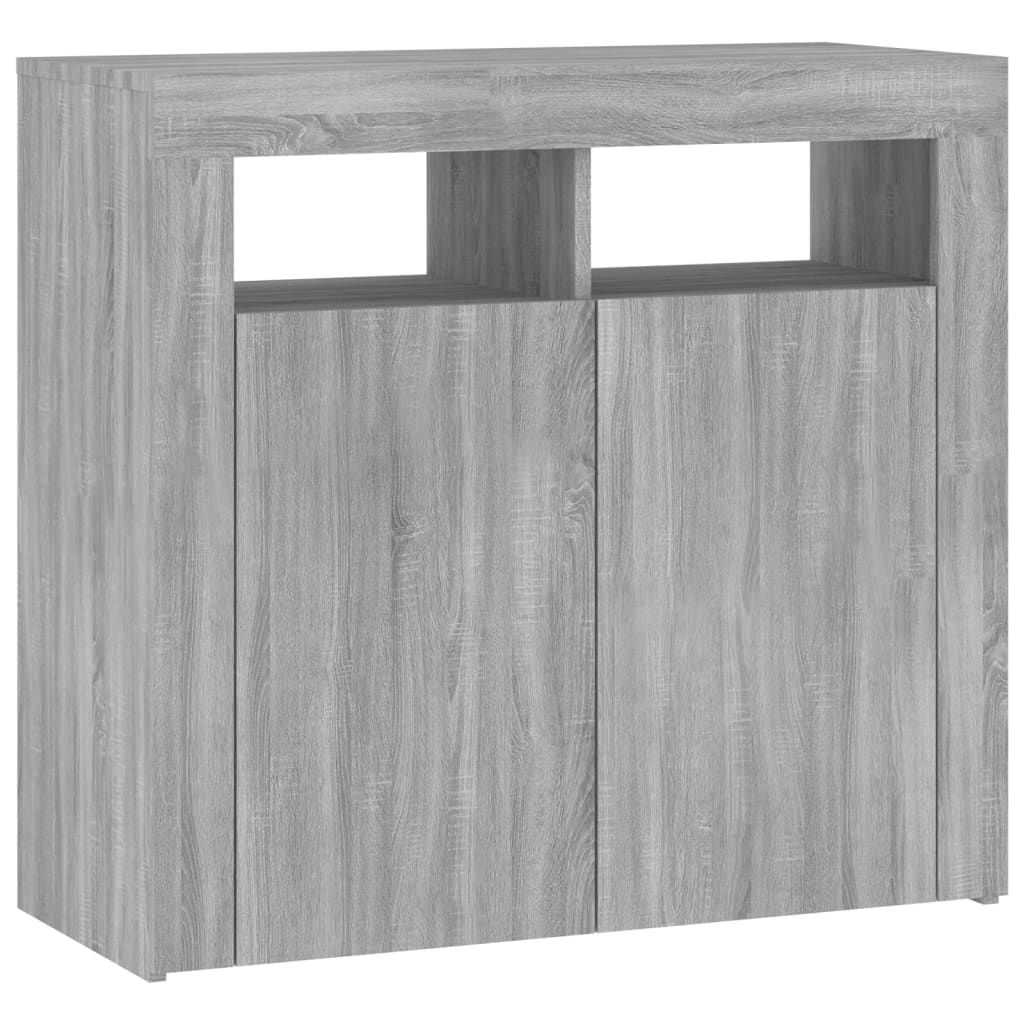 Credenza con Luci LED Grigio Sonoma 80x35x75 cm - homemem39