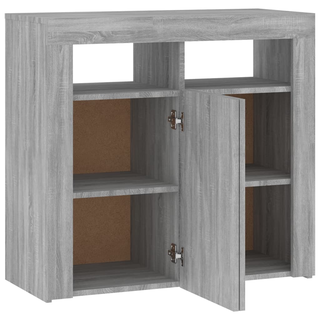 Credenza con Luci LED Grigio Sonoma 80x35x75 cm - homemem39