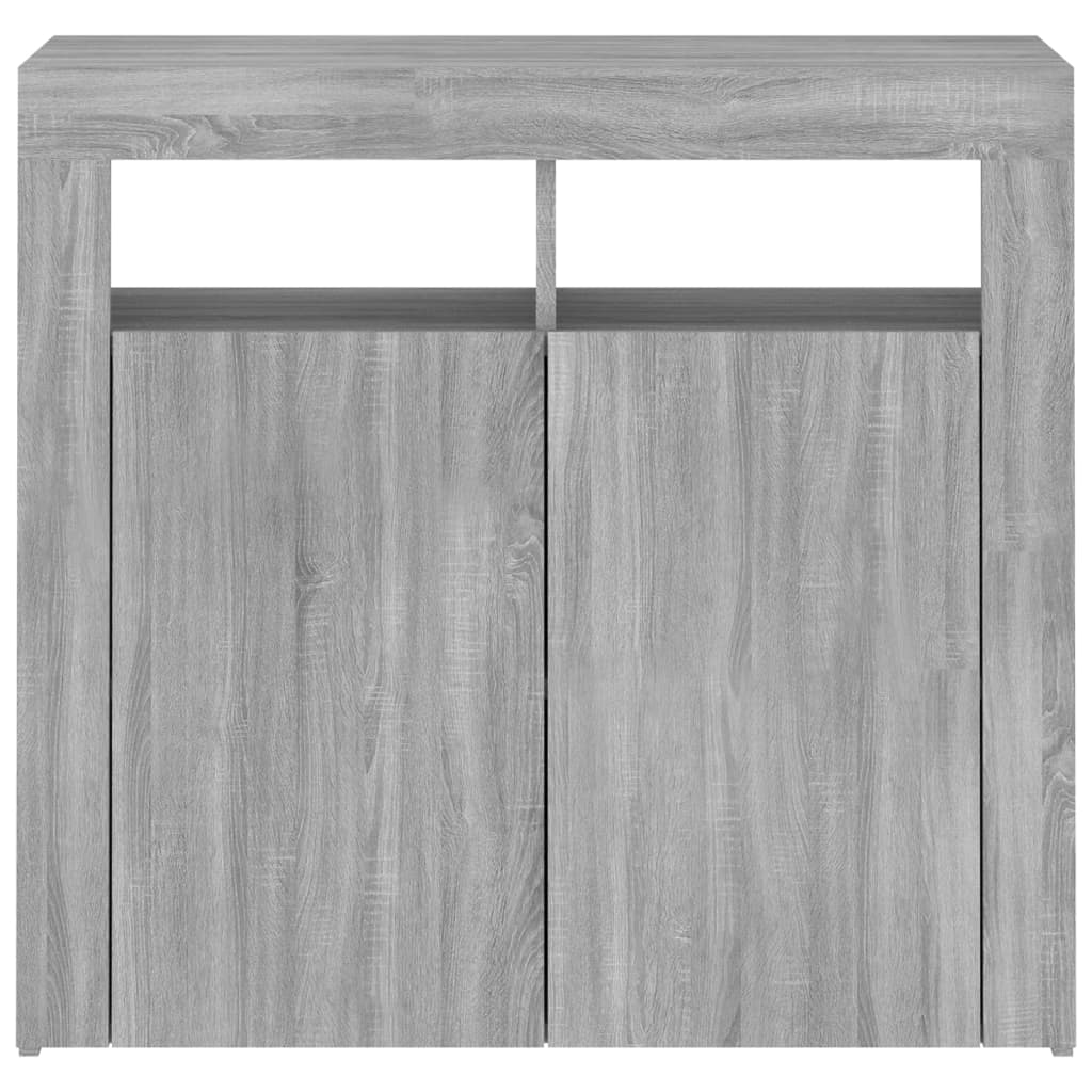 Credenza con Luci LED Grigio Sonoma 80x35x75 cm - homemem39