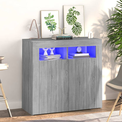 Credenza con Luci LED Grigio Sonoma 80x35x75 cm - homemem39