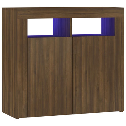 Credenza con Luci LED Rovere Marrone 80x35x75 cm - homemem39