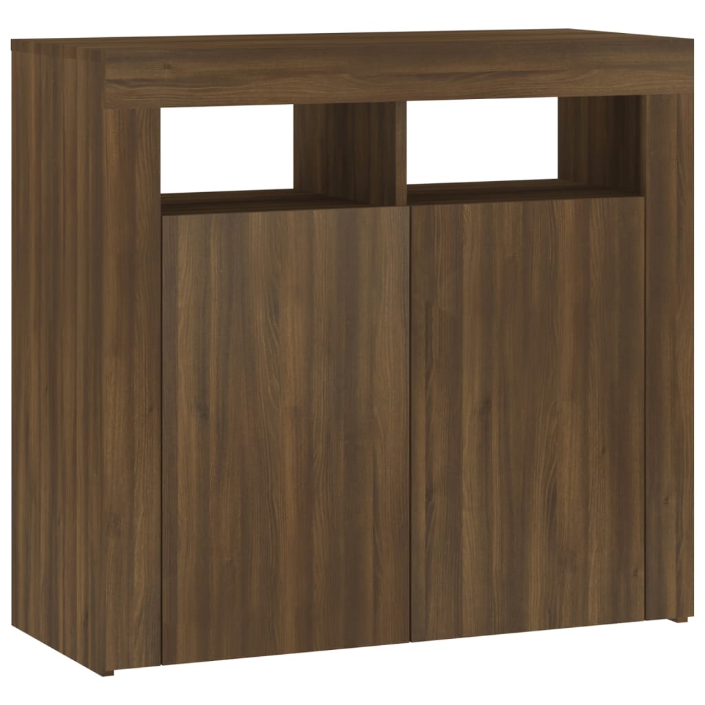 Credenza con Luci LED Rovere Marrone 80x35x75 cm - homemem39