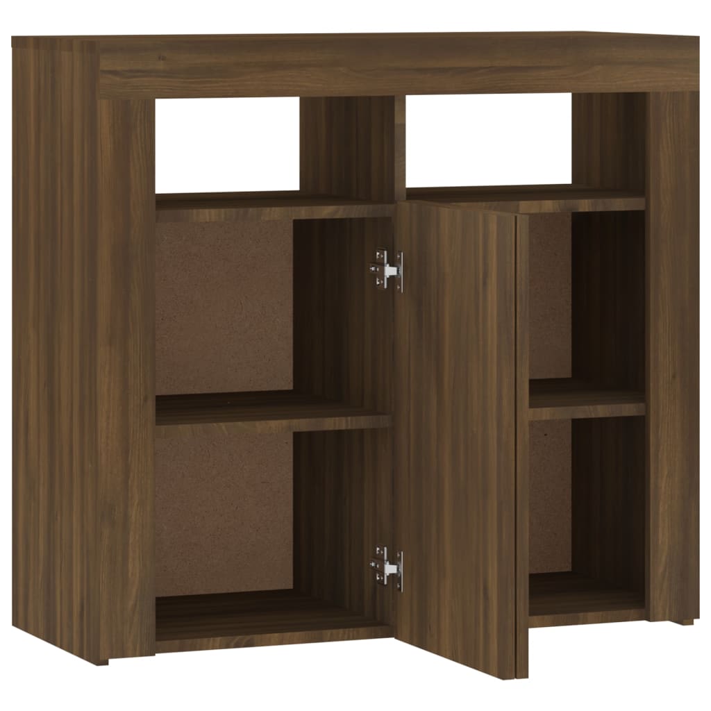 Credenza con Luci LED Rovere Marrone 80x35x75 cm - homemem39