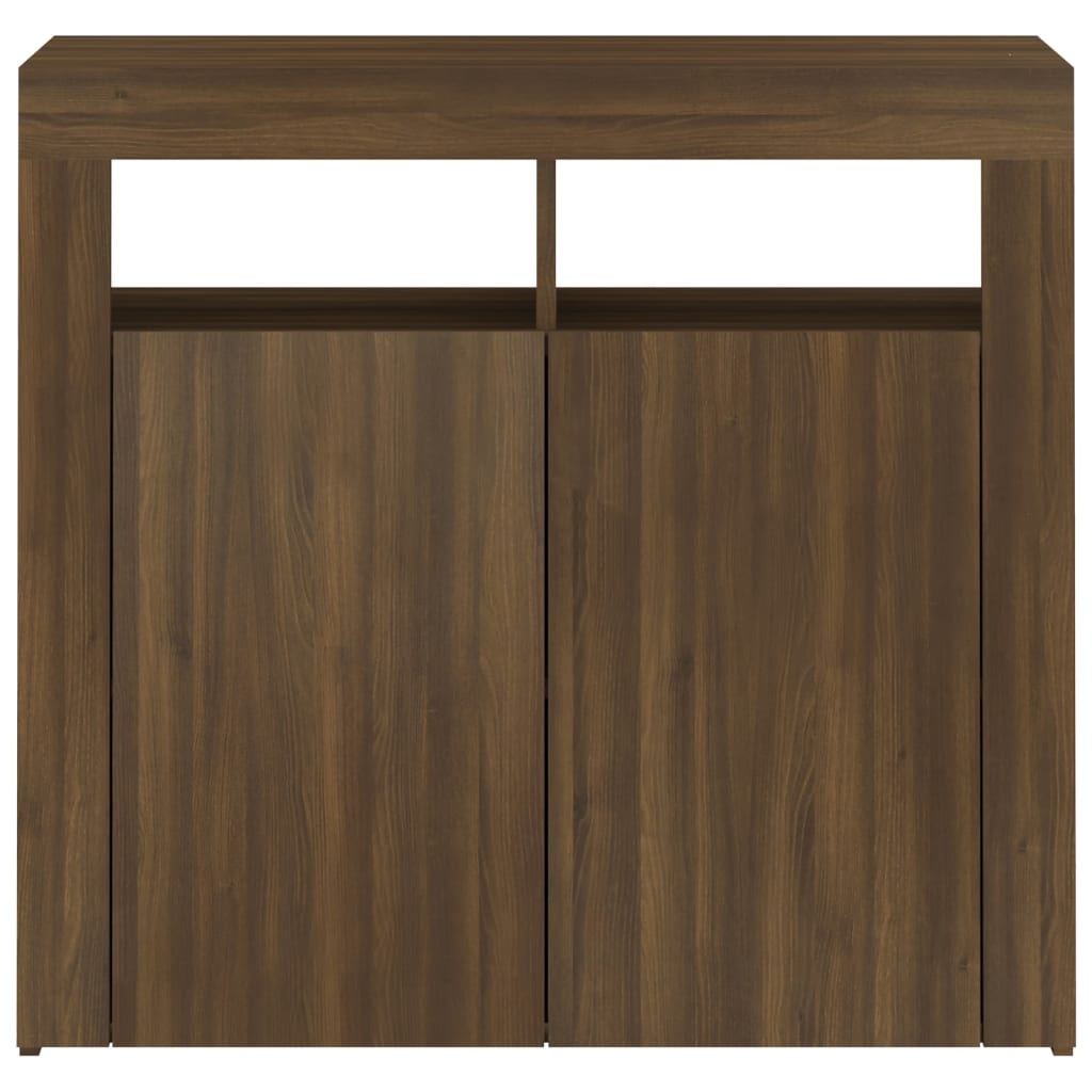 Credenza con Luci LED Rovere Marrone 80x35x75 cm - homemem39