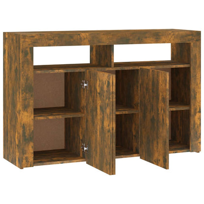 Credenza con Luci LED Rovere Fumo 115,5x30x75 cm - homemem39