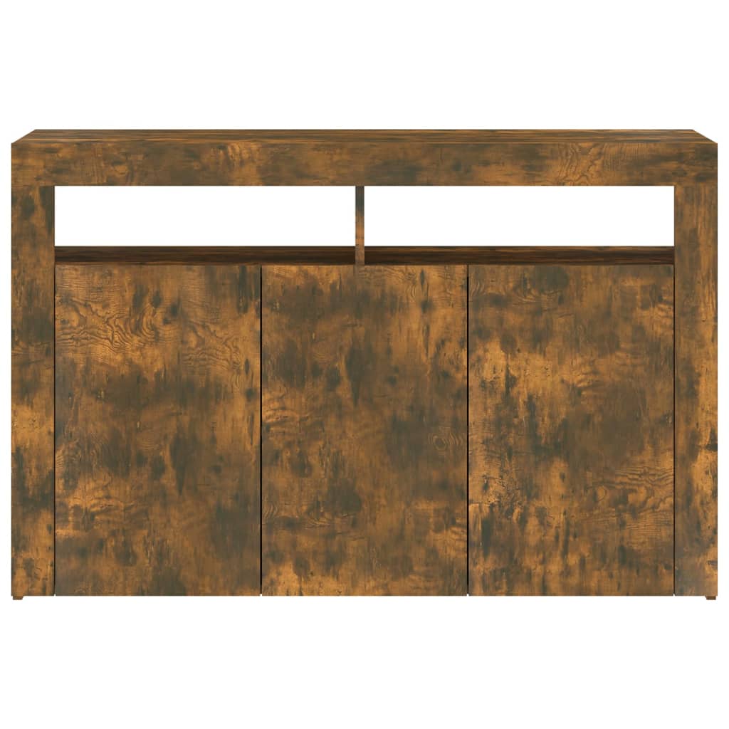 Credenza con Luci LED Rovere Fumo 115,5x30x75 cm - homemem39