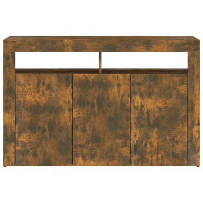 Credenza con Luci LED Rovere Fumo 115,5x30x75 cm - homemem39