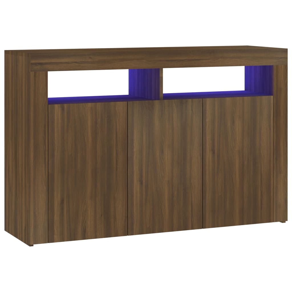 Credenza con Luci LED Rovere Marrone 115,5x30x75 cm - homemem39