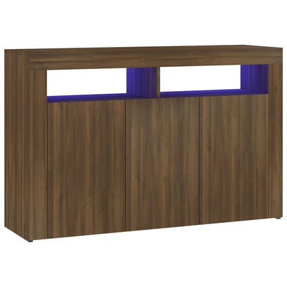 Credenza con Luci LED Rovere Marrone 115,5x30x75 cm - homemem39