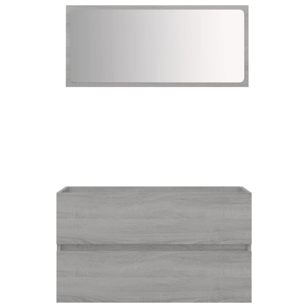 Set Mobili da Bagno 2 pz Grigio Sonoma in Legno Multistrato - homemem39