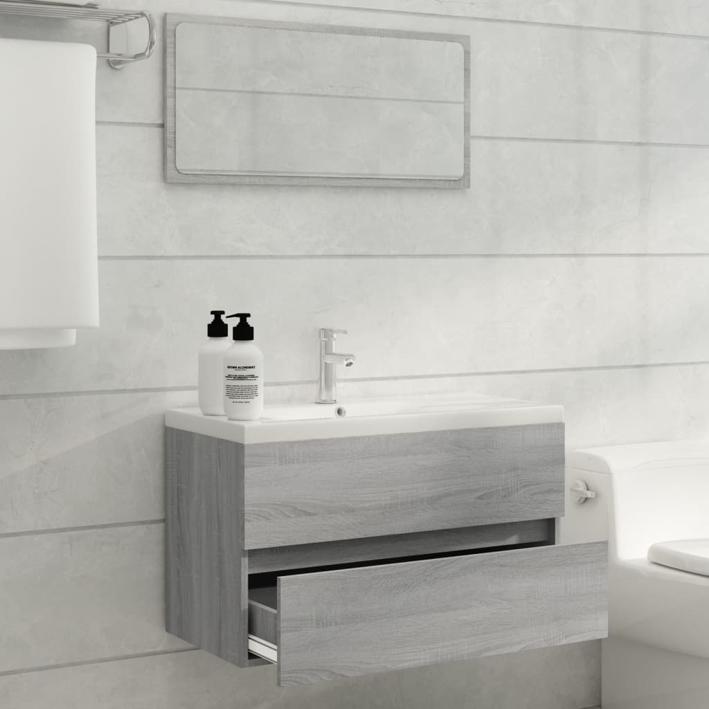 Set Mobili da Bagno 2 pz Grigio Sonoma in Legno Multistrato - homemem39