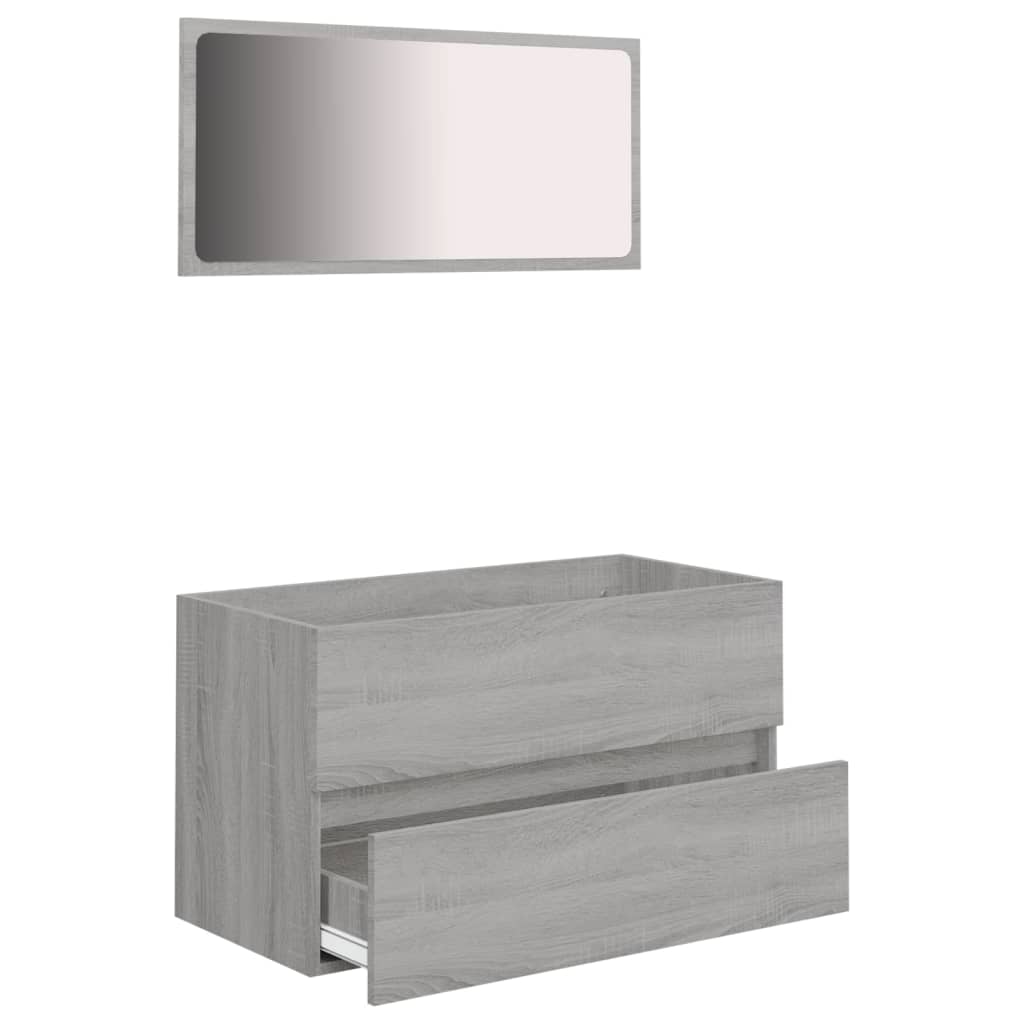 Set Mobili da Bagno 2 pz Grigio Sonoma in Legno Multistrato - homemem39