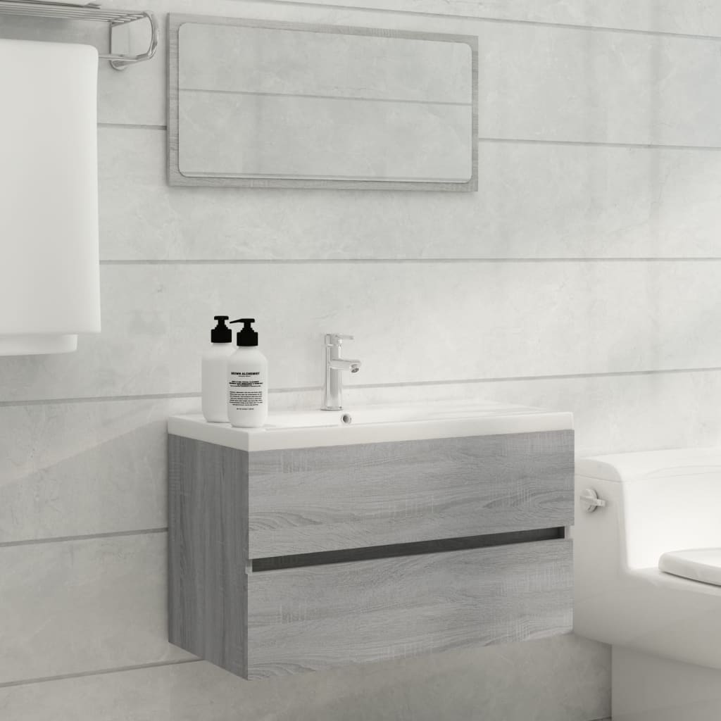 Set Mobili da Bagno 2 pz Grigio Sonoma in Legno Multistrato - homemem39