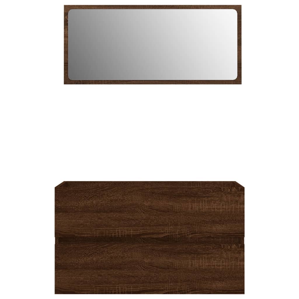 Set Mobili da Bagno 2 pz Rovere Marrone in Legno Multistrato - homemem39