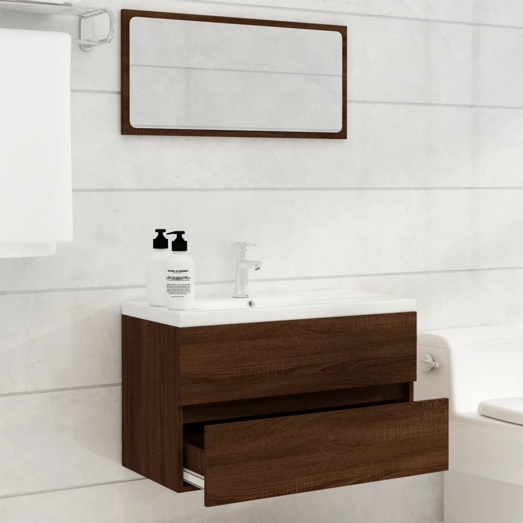 Set Mobili da Bagno 2 pz Rovere Marrone in Legno Multistrato - homemem39