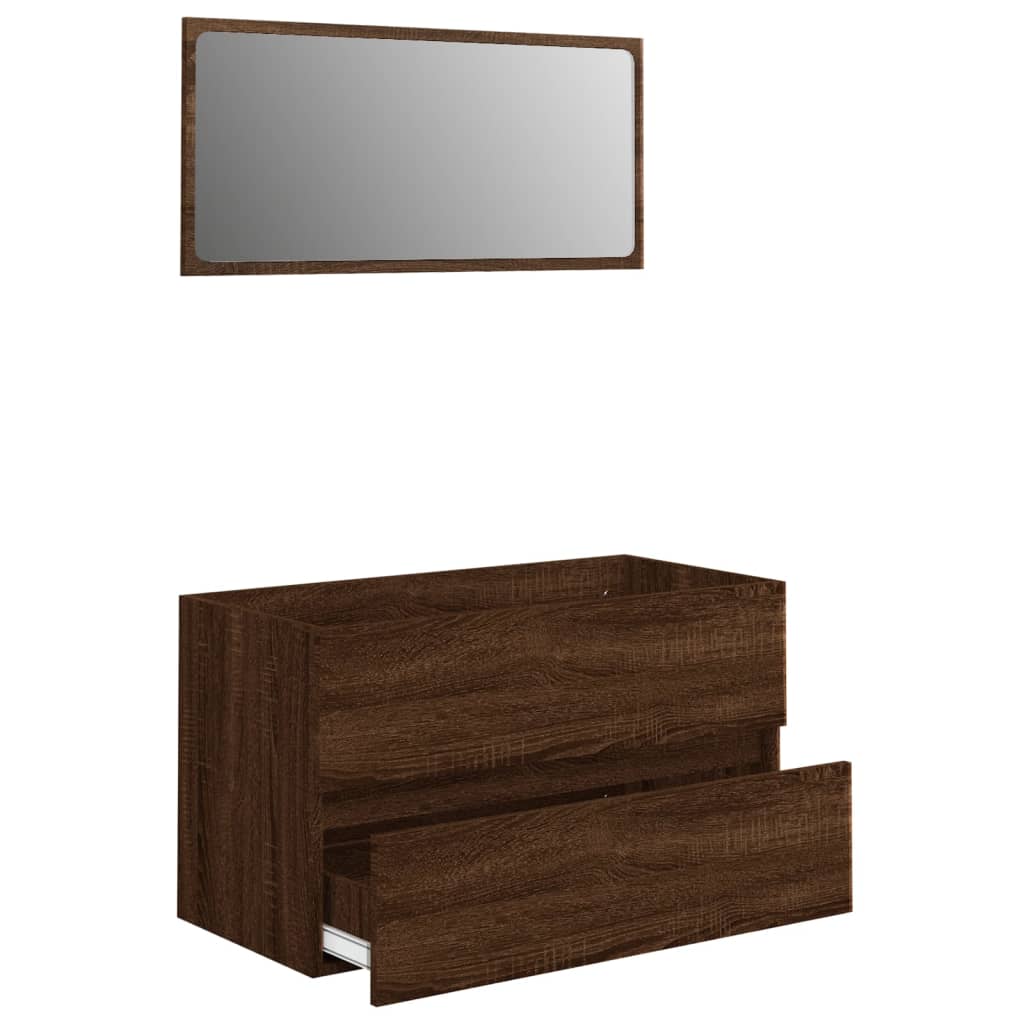 Set Mobili da Bagno 2 pz Rovere Marrone in Legno Multistrato - homemem39