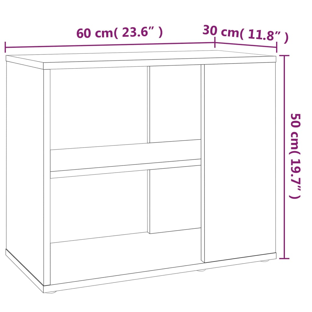 Mobiletto Laterale Rovere Fumo 60x30x50 cm in Legno Multistrato - homemem39